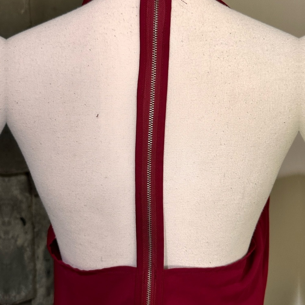 Chocolate Zipper back Burgundy Dress Blouse - Picture 6 of 7
